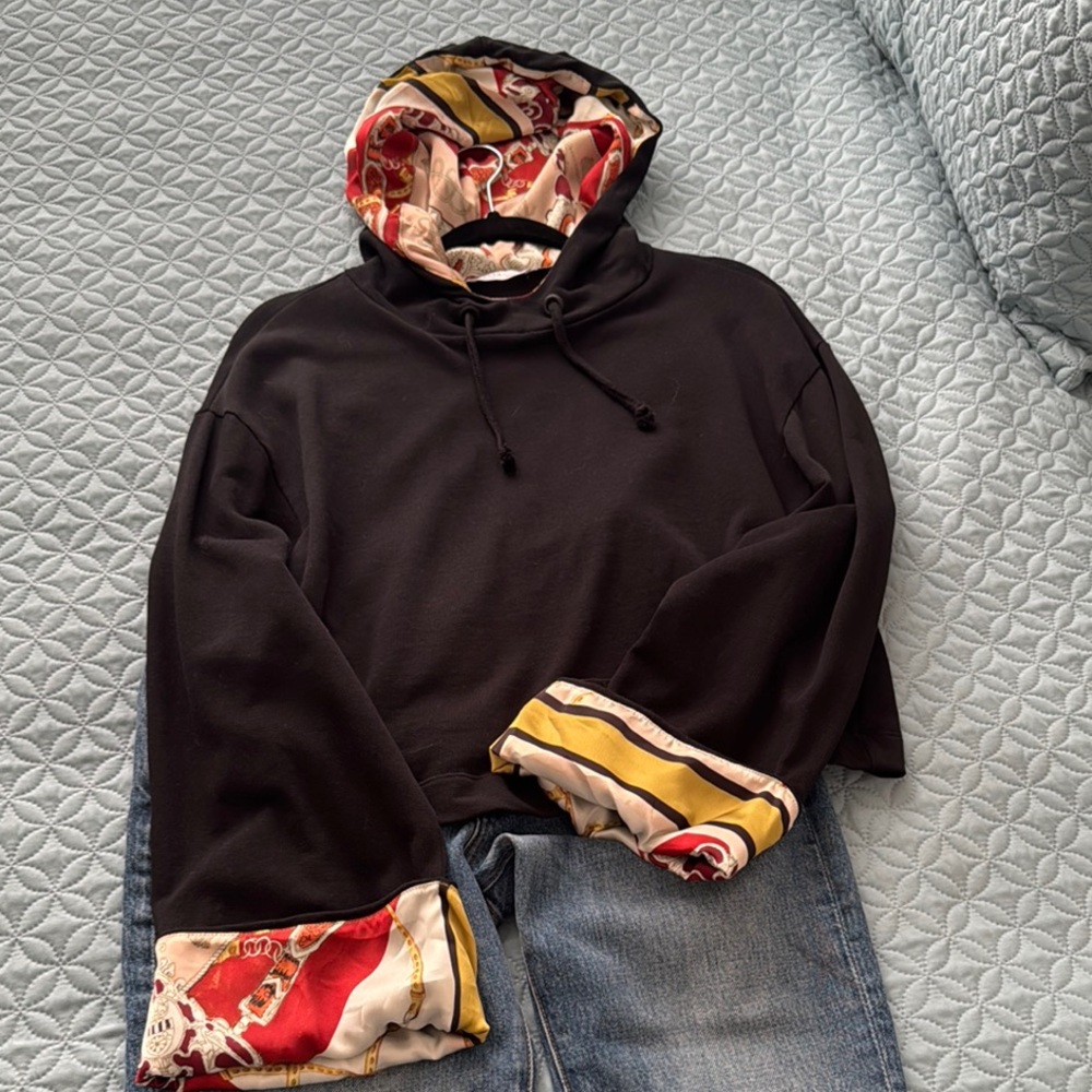 Black and Multicolor Women's Hoodie